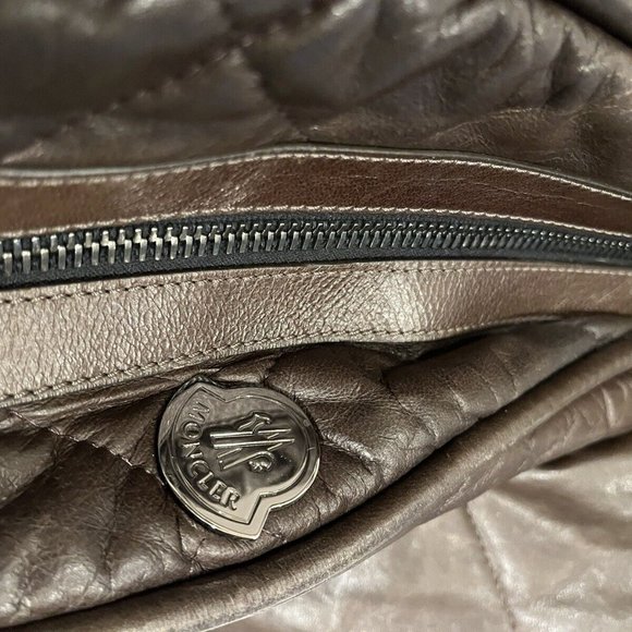 MONCLER Quilted Leather Sac/Bag Puffy Dark Brown. No Flaws! ER $ 1199 - Picture 5 of 16